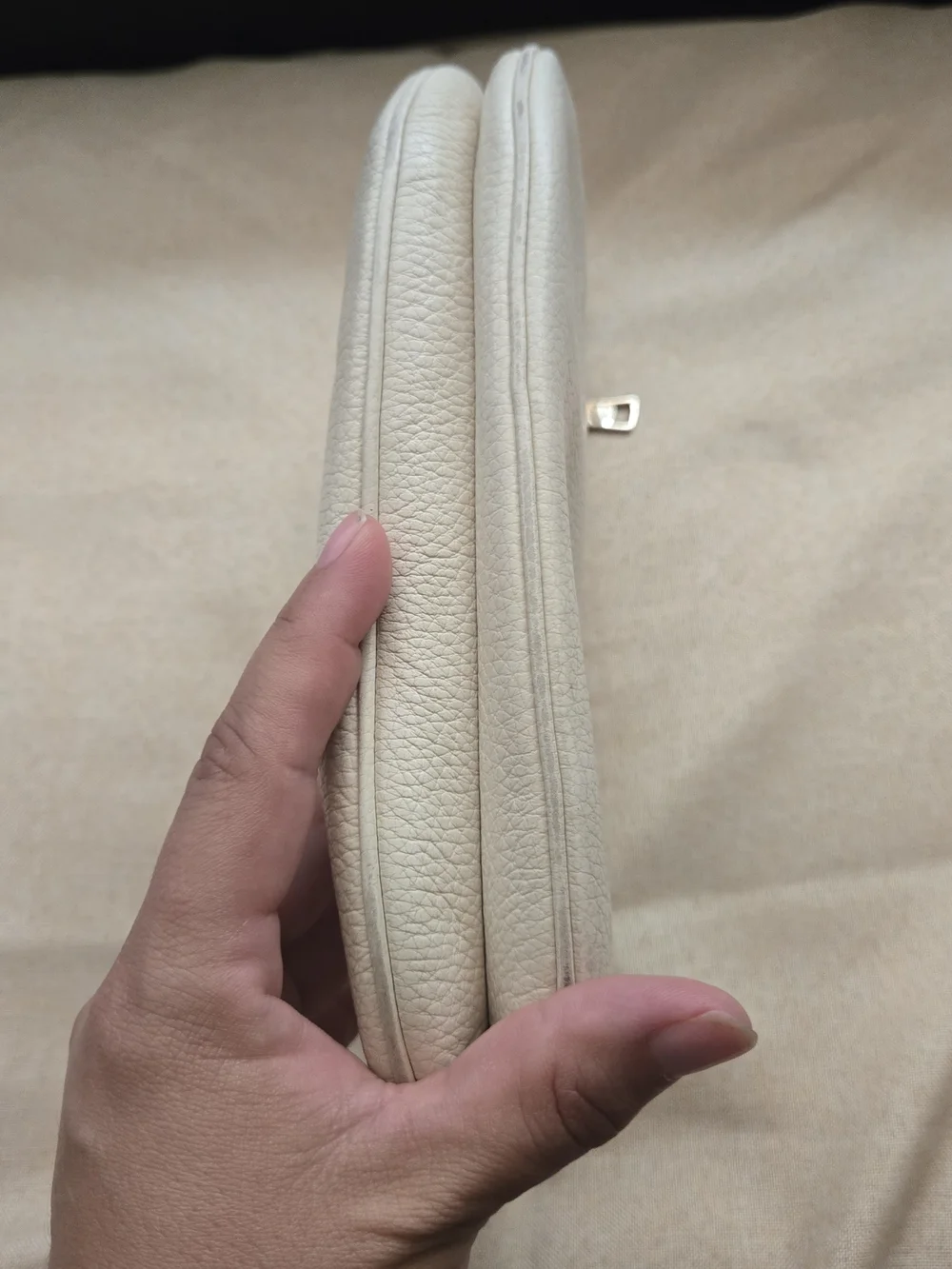 Coach Pebbled Leather Zip Pouch in Light Gray